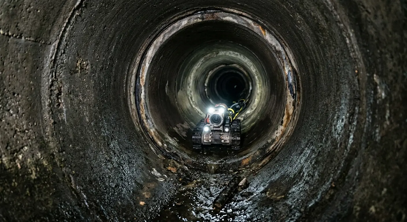 Robotic sewer camera inspecting pipe interior for Drain Snake Service in South Houston